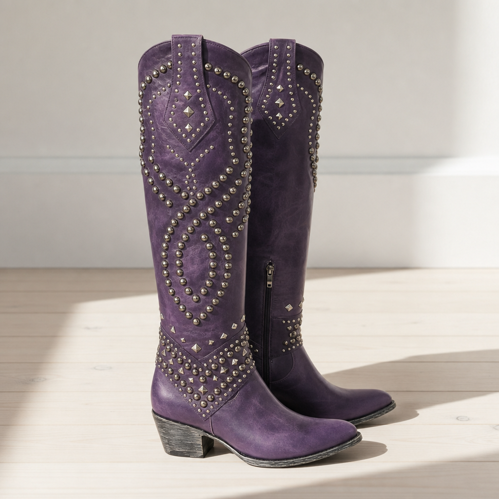 Sagres Studded Western Knee-High Boots