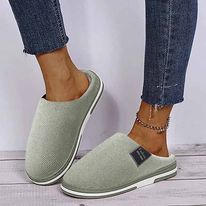 OCW Winter Women Home Slippers Soft Sole Keep Warm Plush Cotton Non-slip Indoors