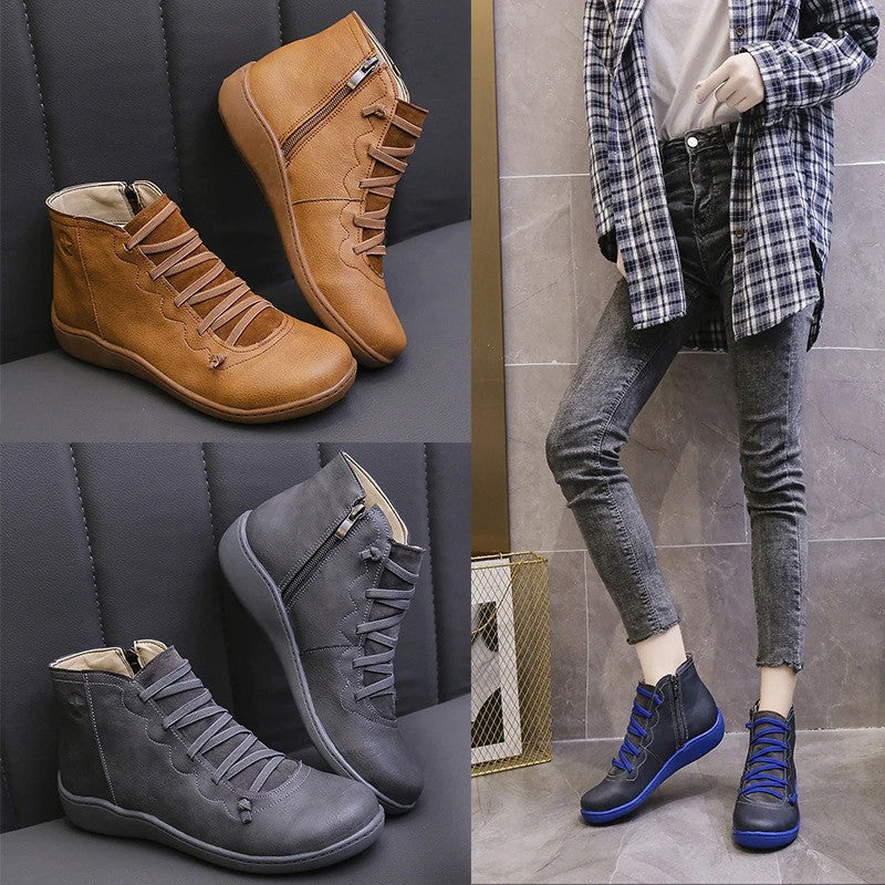 Women Orthopedic Boots Leather Waterproof Vintage Keep Warm
