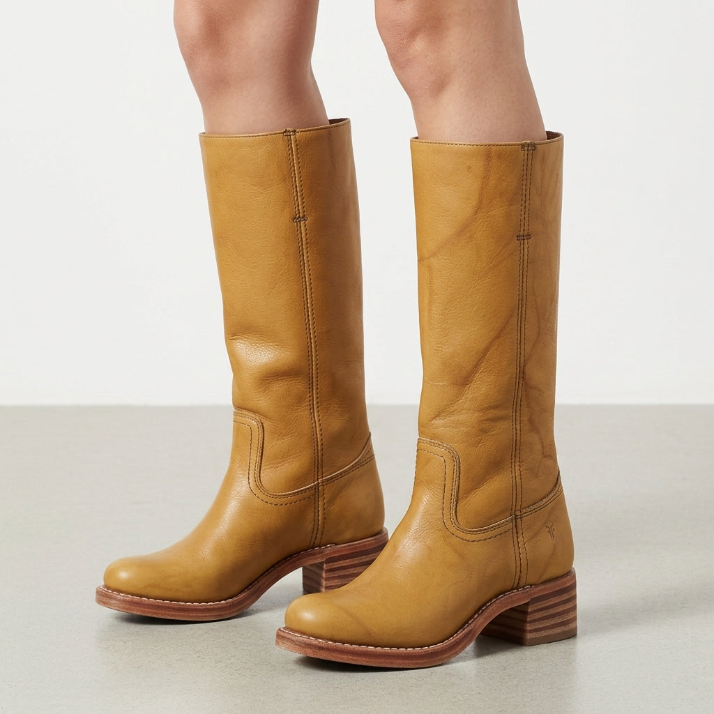 Saddler Stacked-Heel Knee-High Boot