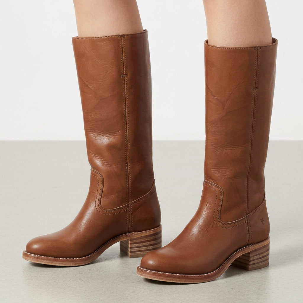 Saddler Stacked-Heel Knee-High Boot
