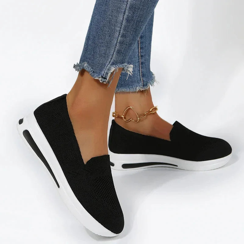 Women's Wide Fit Mesh Wedge Sneakers