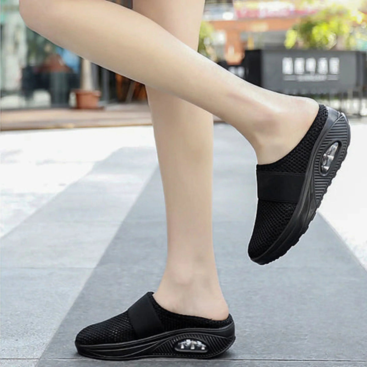 Women’s Orthopedic Walking Shoes with Cushion Sole Slip-On Mesh Mules