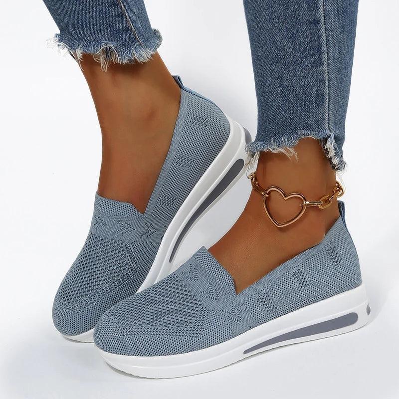 Women's Wide Fit Mesh Wedge Sneakers