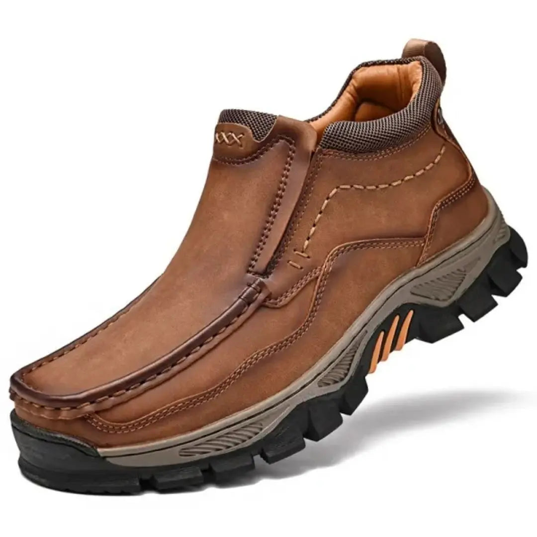 MANTRAFF Men's Genuine Leather Slip-On Walking Boots