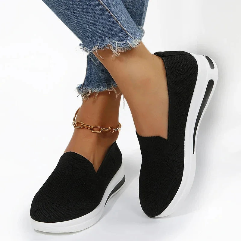 Women's Wide Fit Mesh Wedge Sneakers