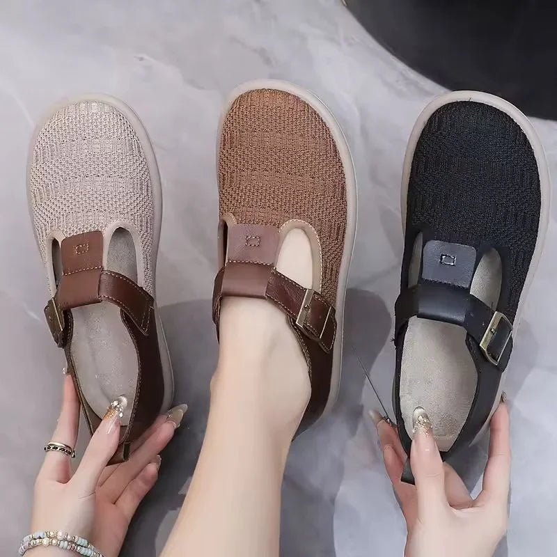 Women's Breathable Mesh Flat Shoes with Wide Toe Box