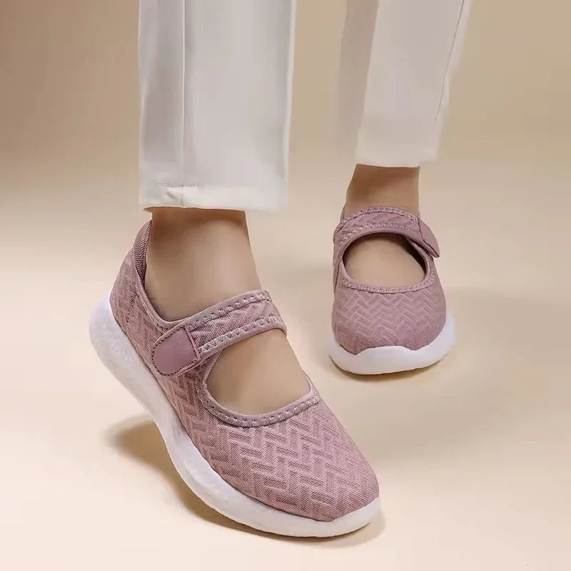 Women's Mary Jane Walking Shoes with Velcro Strap
