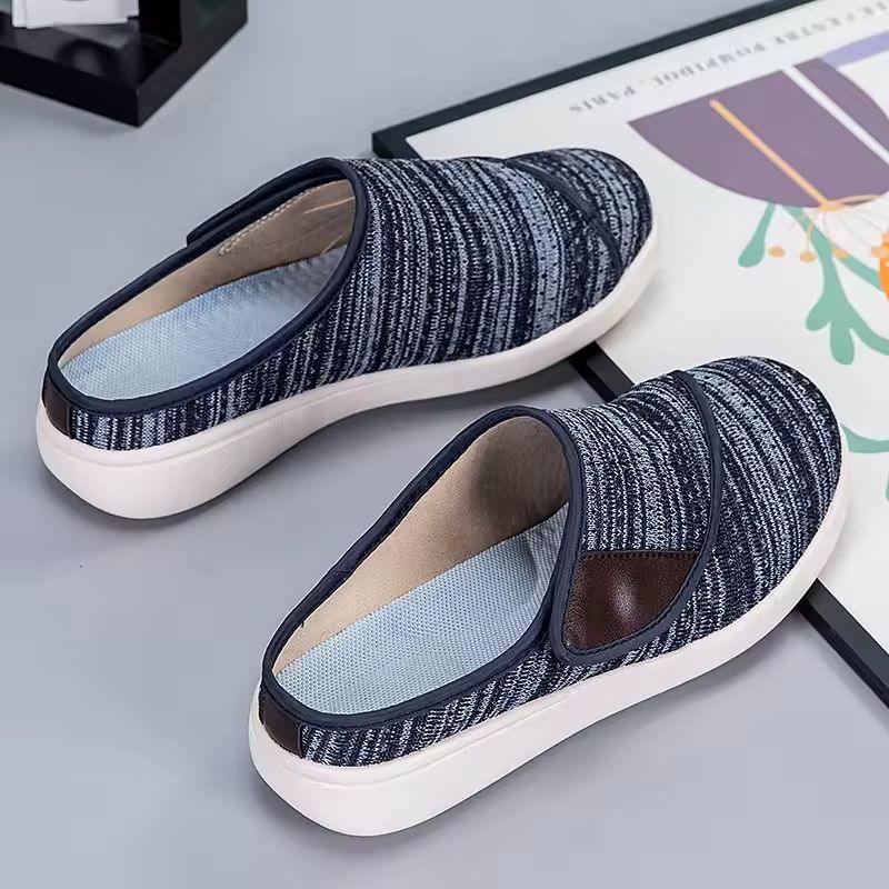 Women's Wide Fit Slip On Slippers with Adjustable Strap