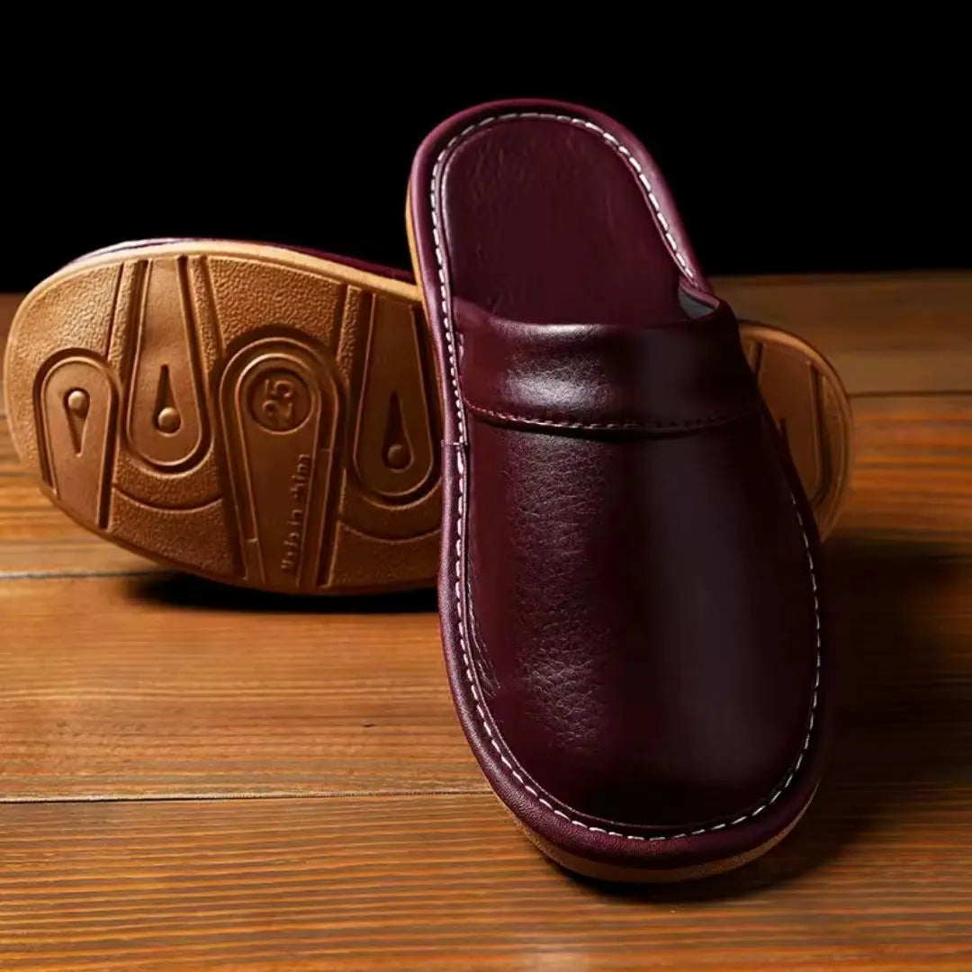 Aegina Men's Leather Slip-On Slippers