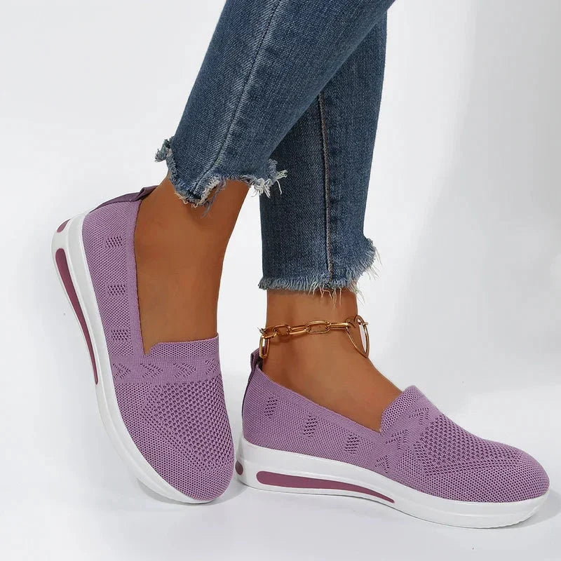 Women's Wide Fit Mesh Wedge Sneakers
