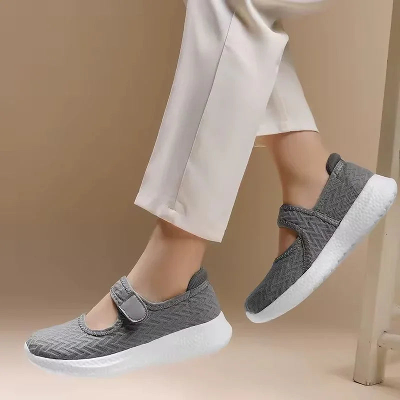 Women's Mary Jane Walking Shoes with Velcro Strap