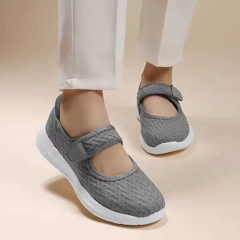 Women's Mary Jane Walking Shoes with Velcro Strap