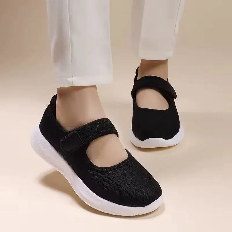 Women's Mary Jane Walking Shoes with Velcro Strap