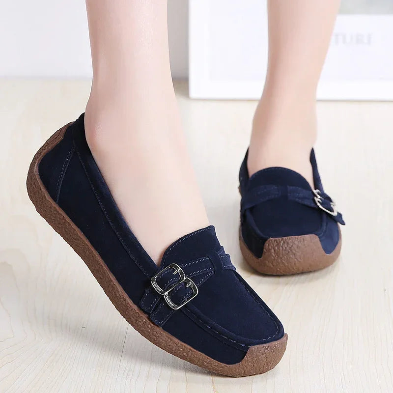 Women's Wide Fit Slip-On Leather Shoes