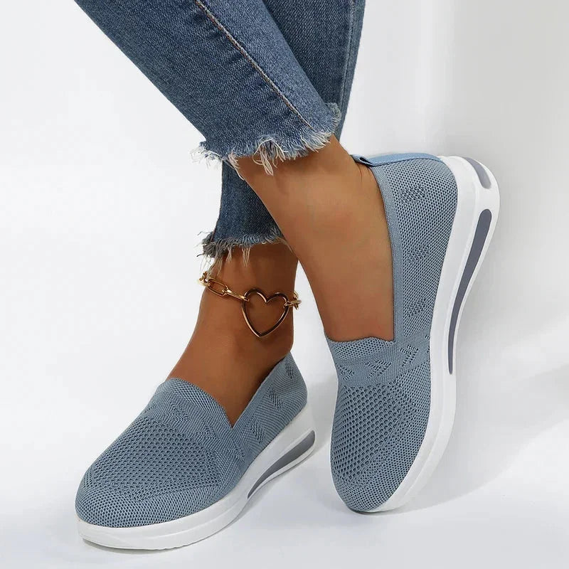 Women's Wide Fit Mesh Wedge Sneakers