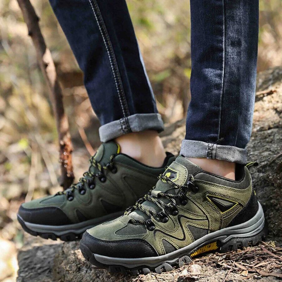 Orthopedic Hiking Shoes for Men Waterproof Suede Leather with Arch Support