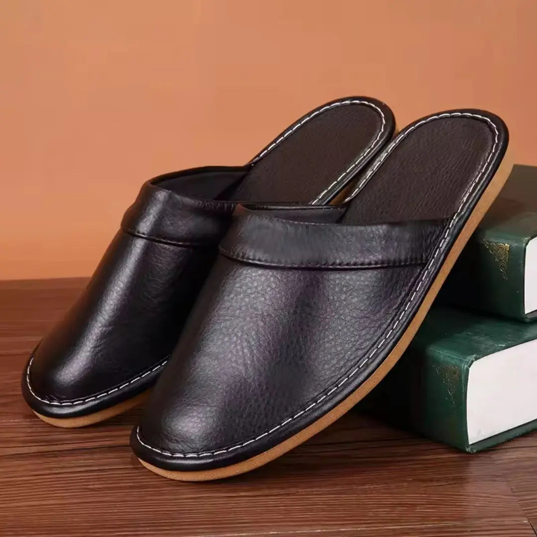 Aegina Men's Leather Slip-On Slippers