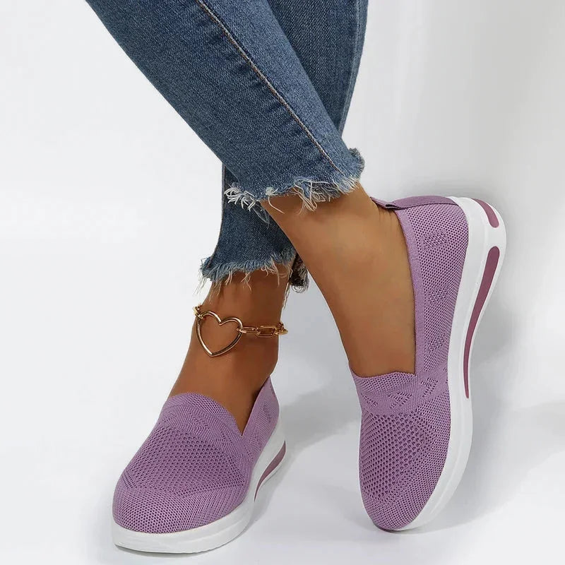Women's Wide Fit Mesh Wedge Sneakers