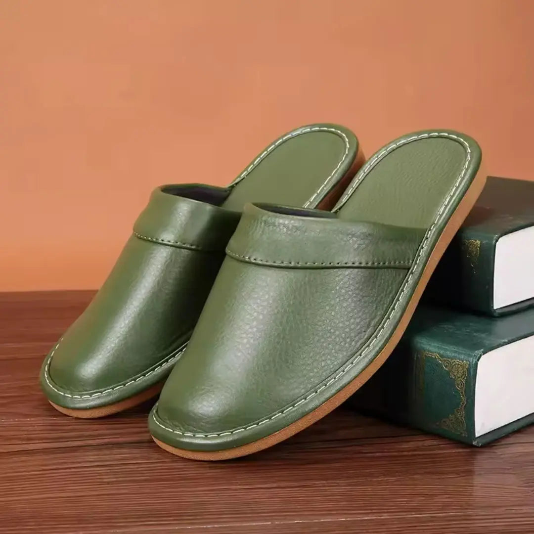 Aegina Men's Leather Slip-On Slippers