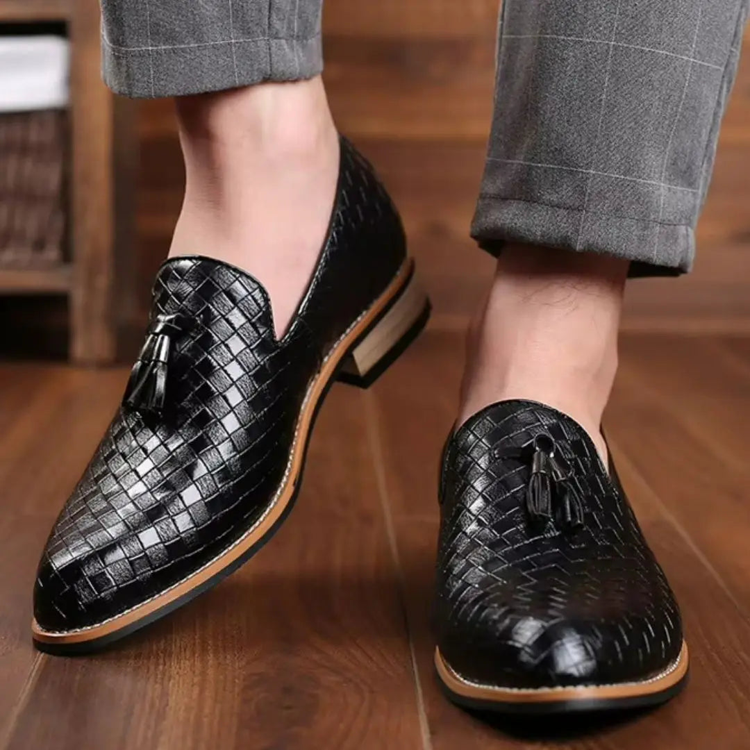 Valtieri Men's Woven Leather Tassel Loafers