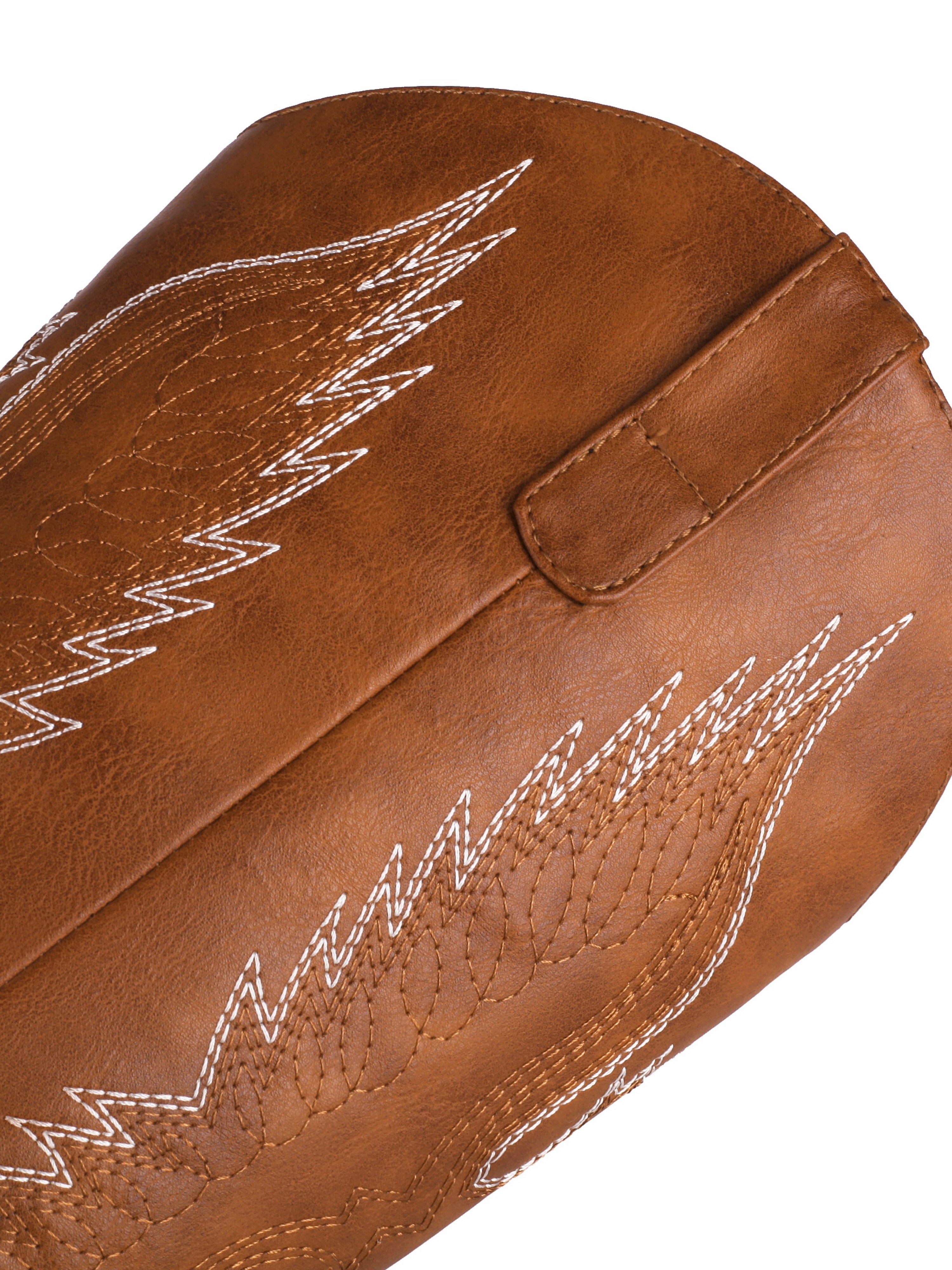 Brown Angel Wing Studded Mid Calf Cowgirl Boots