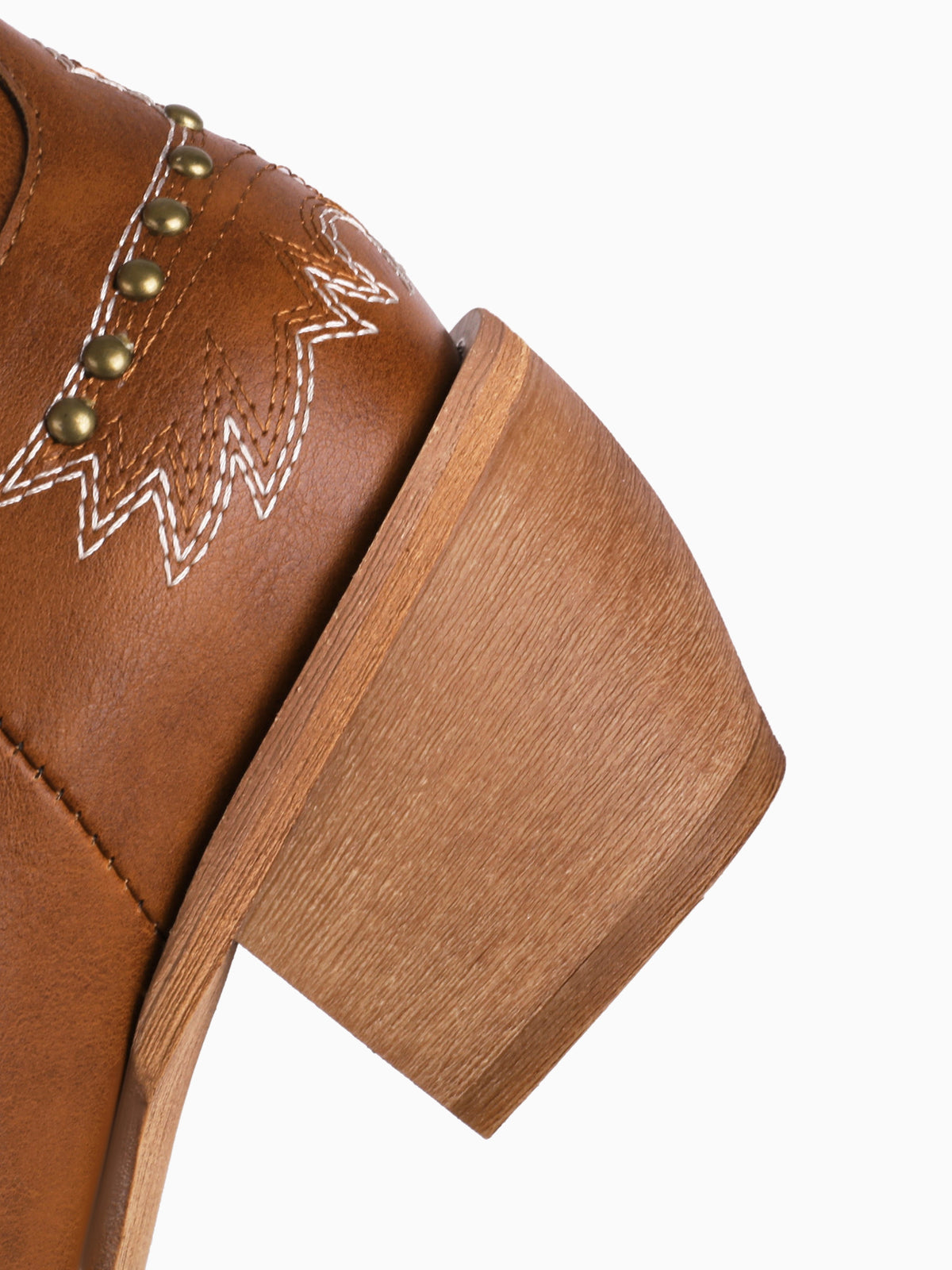 Brown Angel Wing Studded Mid Calf Cowgirl Boots