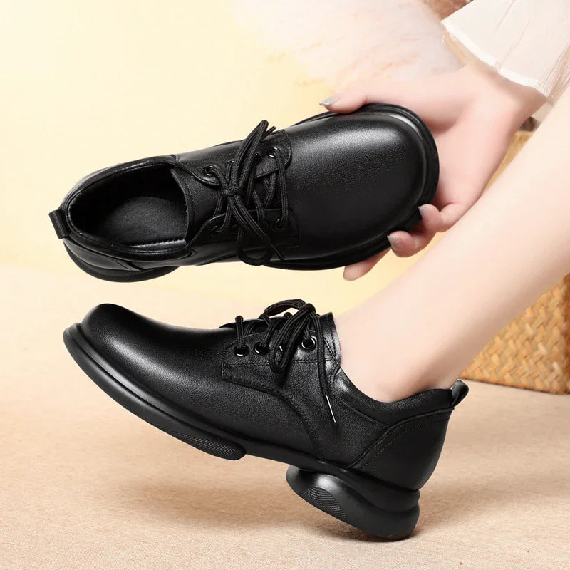 Women's Wide Toe Box Leather Oxford Shoes