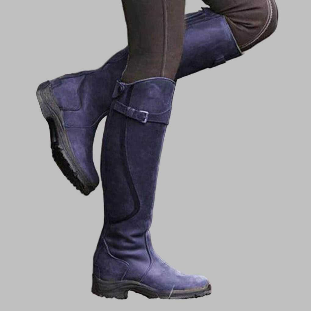 Women's Ergonomic Leather Tall Boots with Rugged Grip Sole