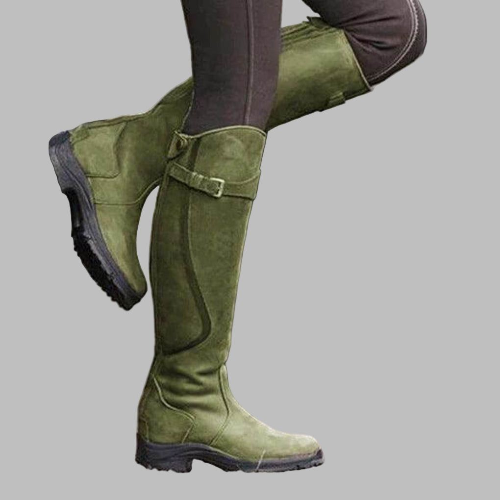 Women's Ergonomic Leather Tall Boots with Rugged Grip Sole
