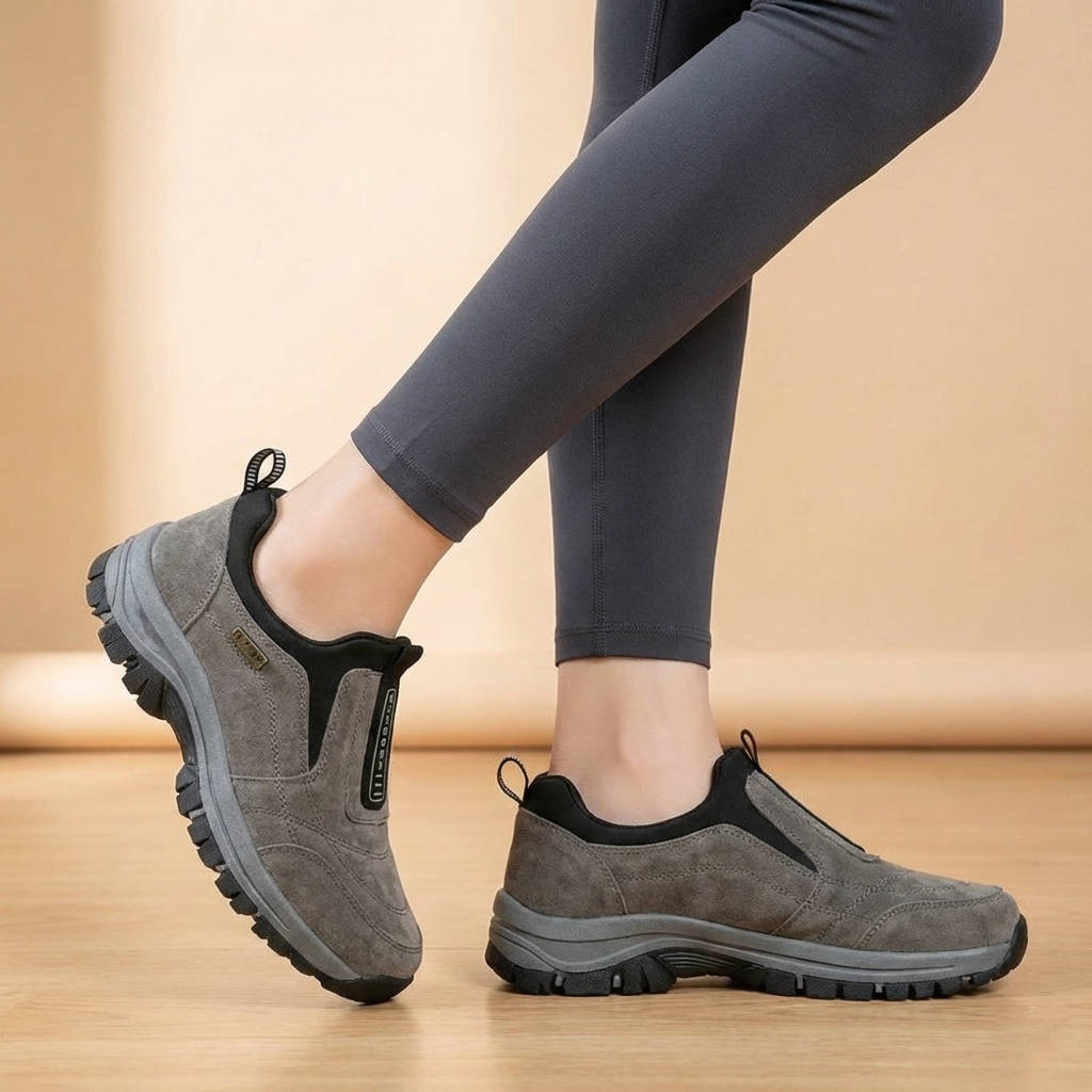 Womens Wide Toebox Walking Shoes with Arch Support and Cushioned Insole, Lightweight Slip On
