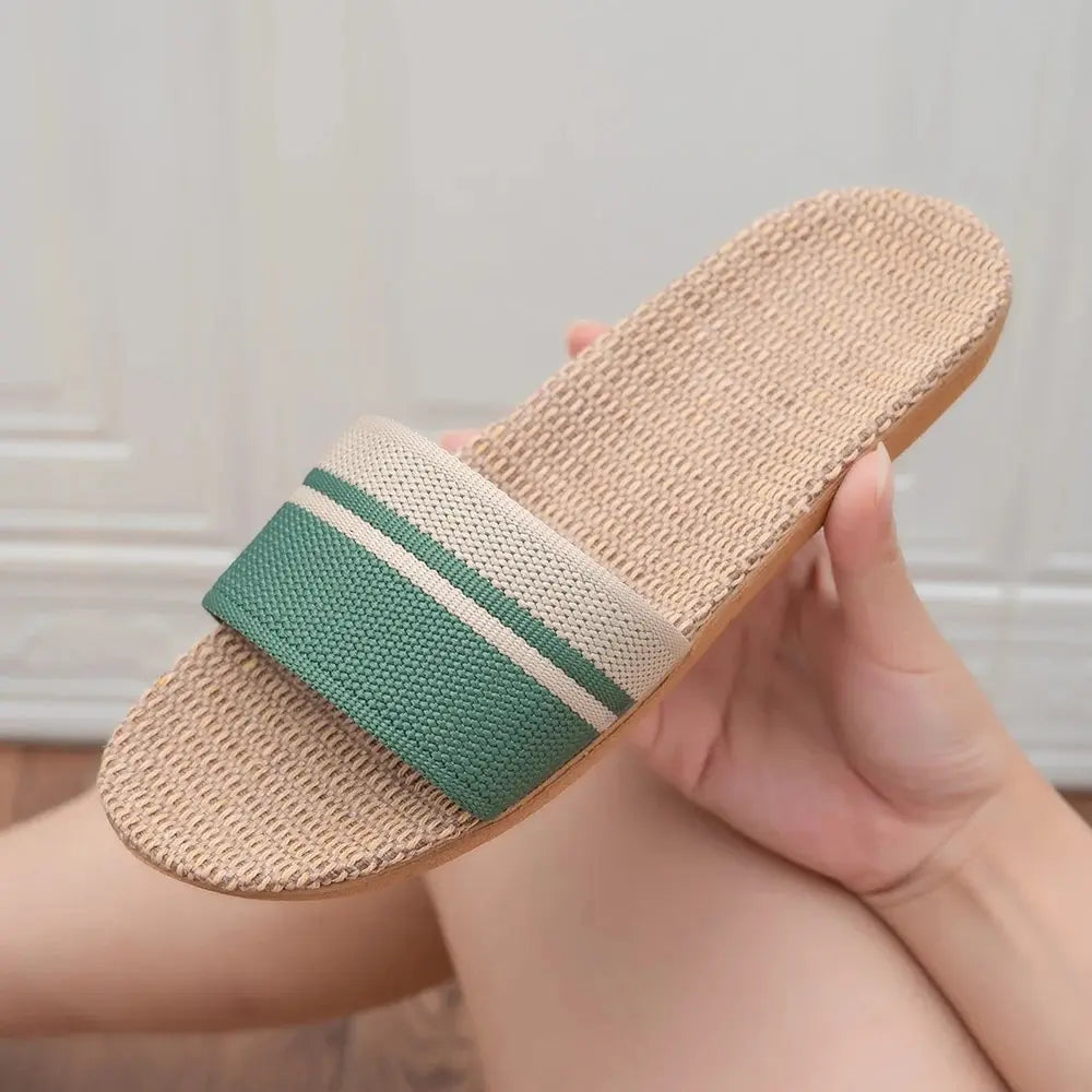 Women's Lightweight Linen Slip-On Slippers with Non-Slip Sole