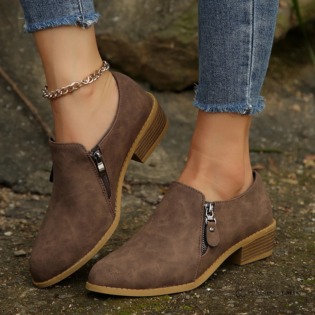 Women's Orthopedic Ankle Boots – Cushioned Arch Comfort, Easy Zip Closure