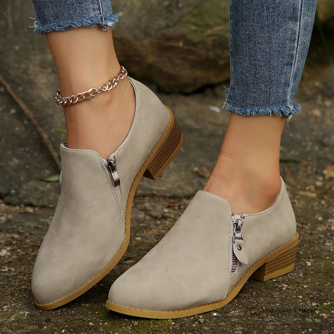 Women's Orthopedic Ankle Boots – Cushioned Arch Comfort, Easy Zip Closure