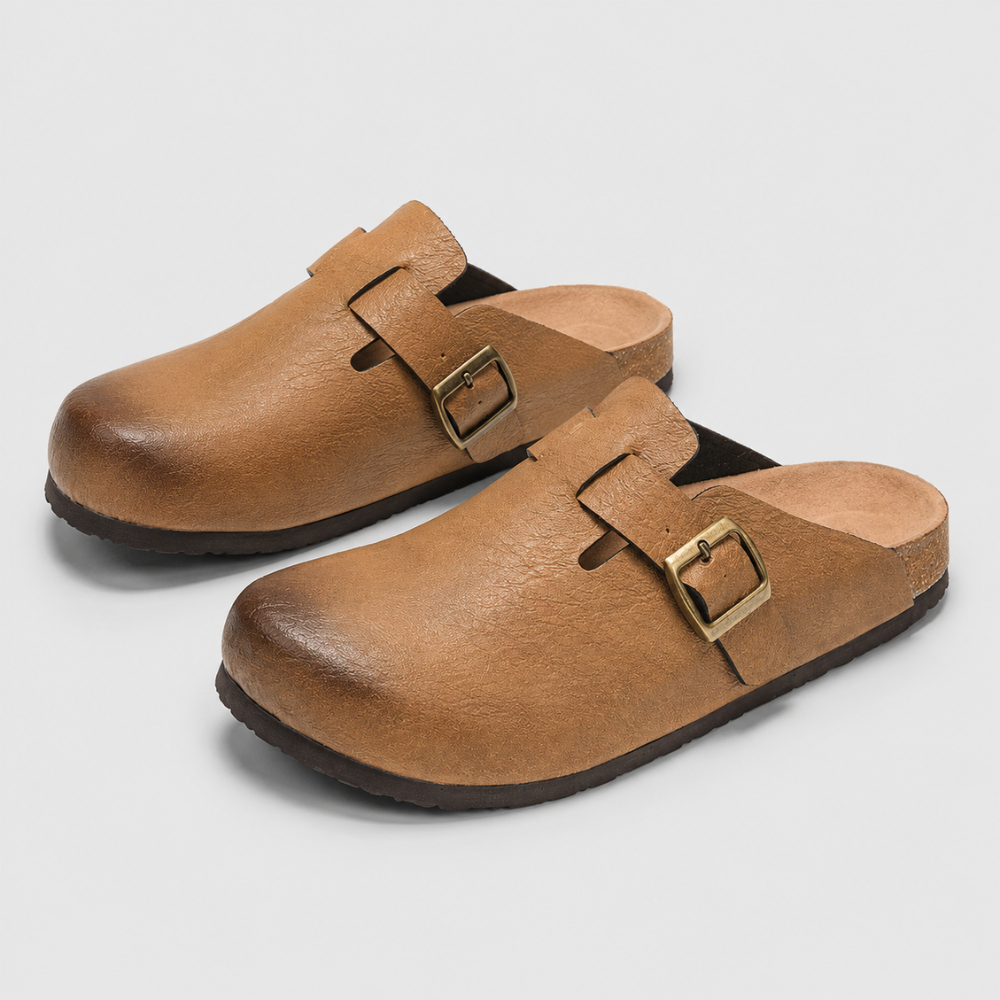 Men Clogs Cork Footbed Buckle Slip On Sandals