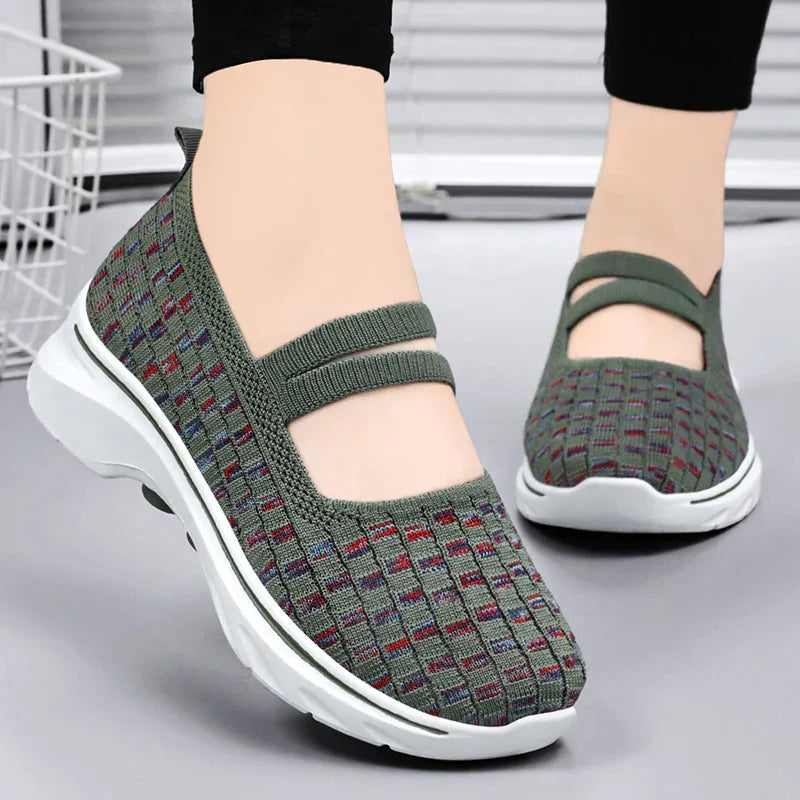 Women's Stretch Walking Shoes with Elastic Straps