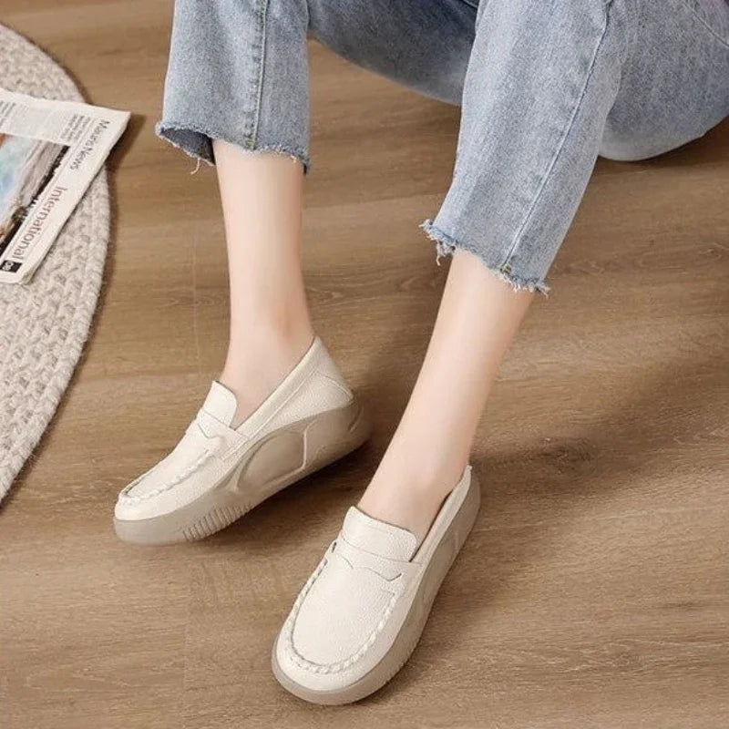 Women's Leather Penny Loafers with Cushioned Sole