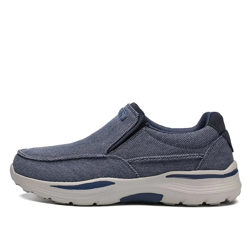 Orthopedic Walking Shoes for Men Canvas and Leather Sneakers with Arch Support