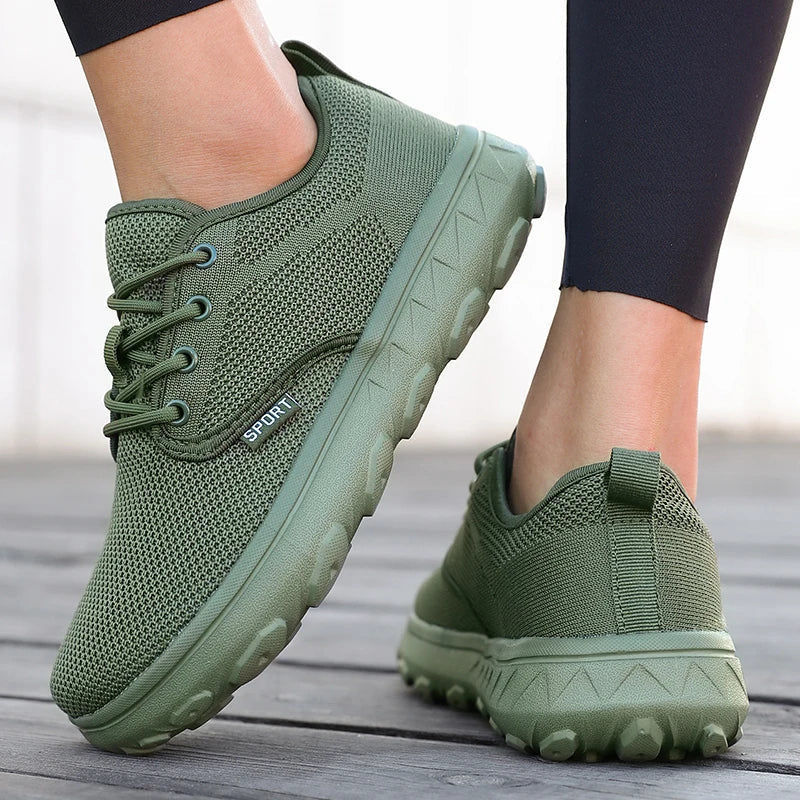 Wide Toe Women Platform Shoe Breathable Knitted Mesh Comfortable Barefoot Casual Versatile Soft Sole Wide Shoes Walking