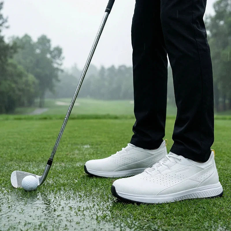 Men's Wide Fit Waterproof Golf Shoes – Rubber Outsole, EVA Comfort Insole