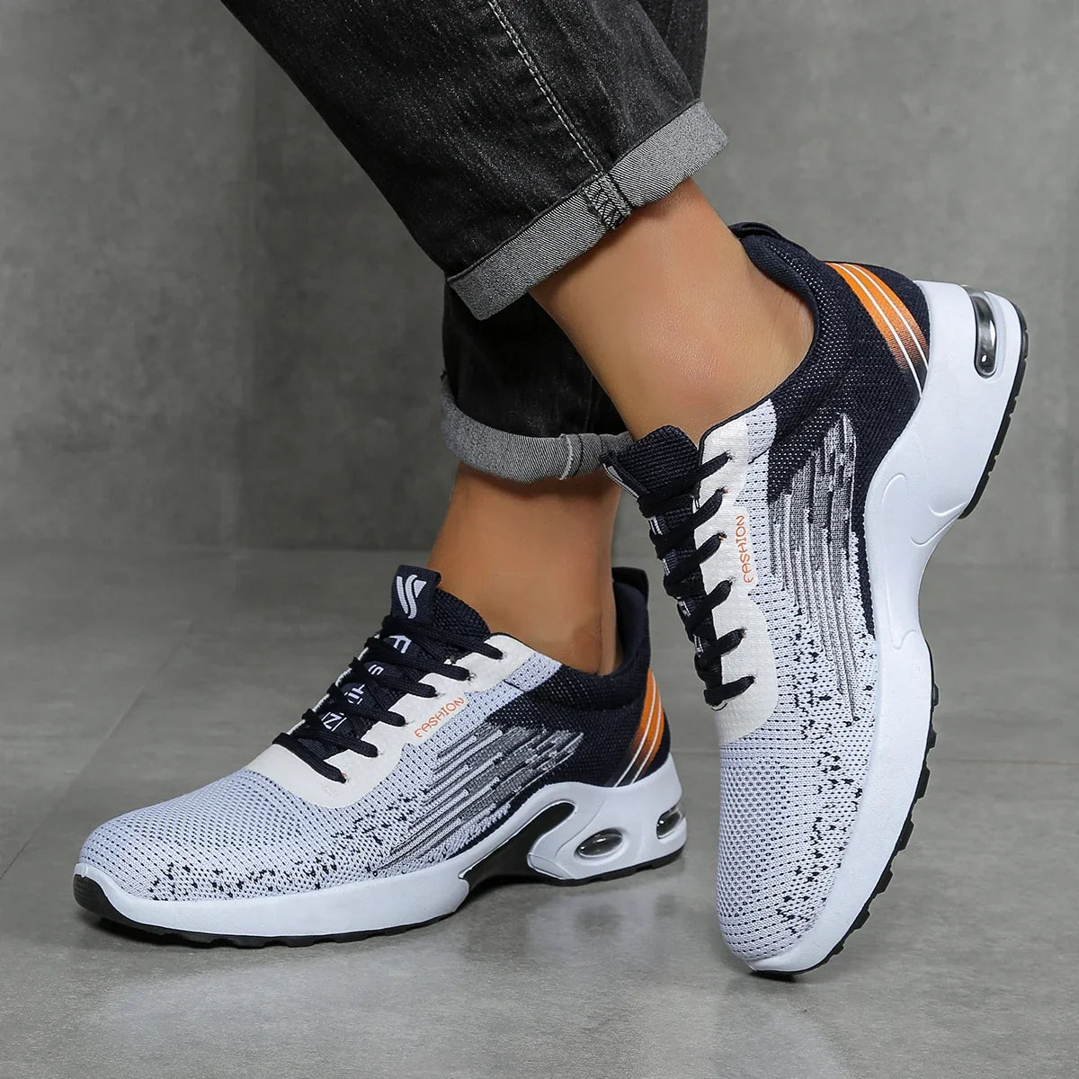 Men's Orthopedic Running Shoes Air Cushion Breathable Mesh Lace-Up Sports Sneakers