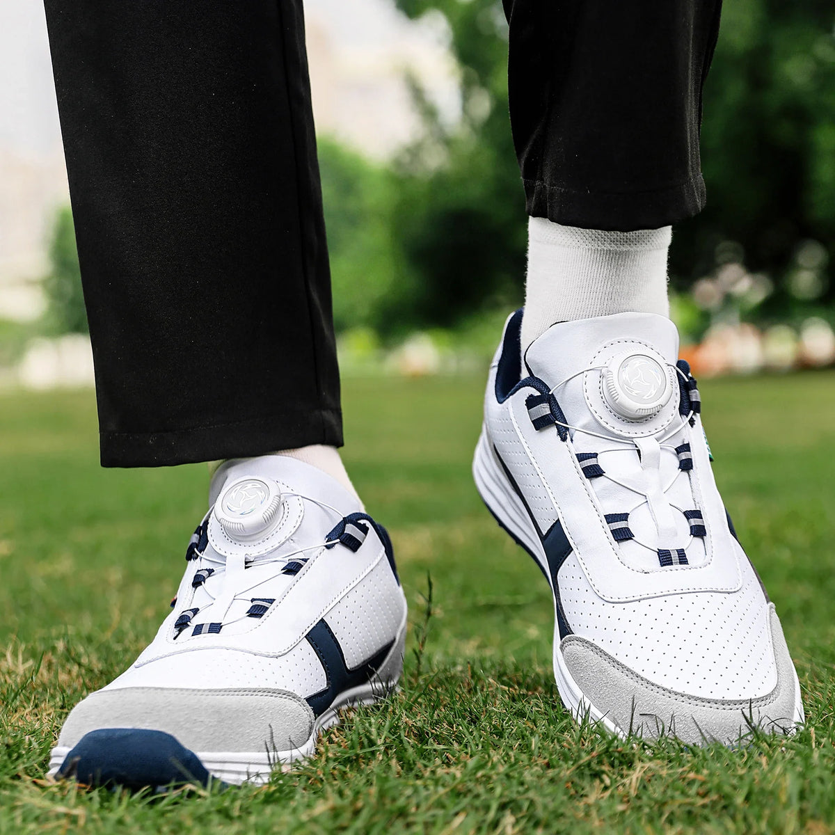 Men's Non-Slip Leather Golf Shoess – Durable TPR Outsole, PU Insole