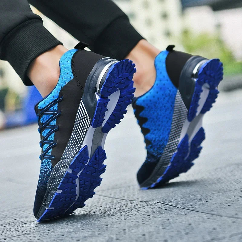 Men's Mesh Breathable Running Shoes Thick Sole Lightweight Outdoor Sports Sneakers