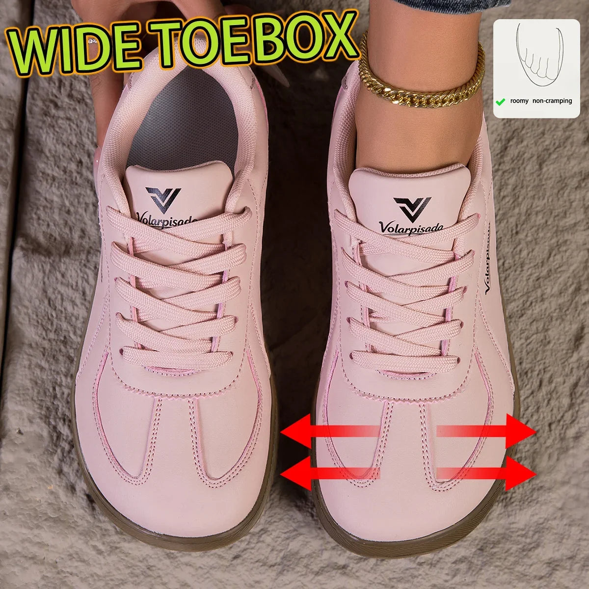 2026 New Women Wide Toe Box Retro Sneakers Soft Flat Gum Sole Lace Up Casual Trainers Ladies Lightweight Comfort Walking