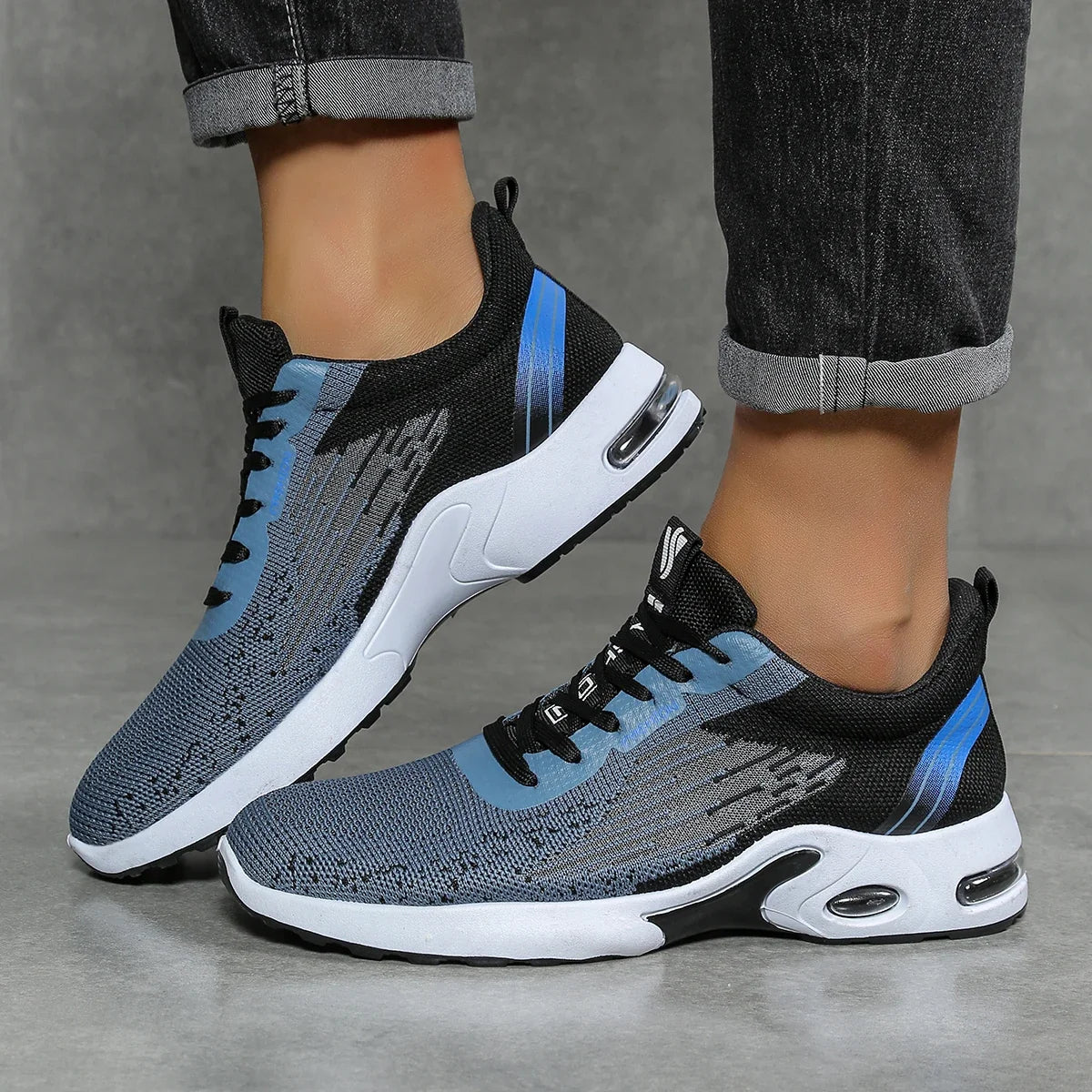 Men's Orthopedic Running Shoes Air Cushion Breathable Mesh Lace-Up Sports Sneakers