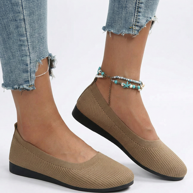 Women’s Soft Knitted Flat Shoes with Double Arch Support