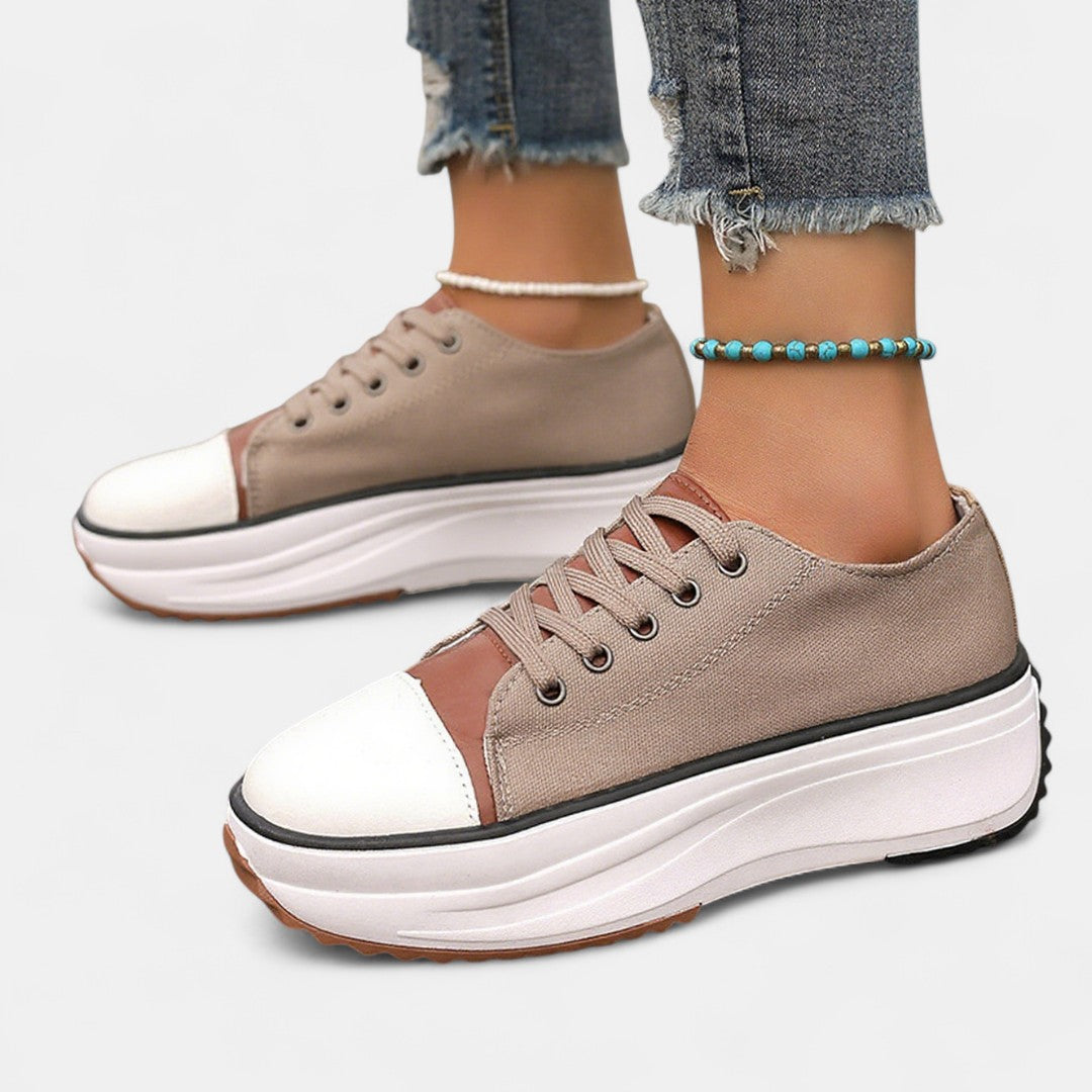 Women's Orthopedic Sneakers with Shock-Absorbing Sole and Elastic Panels