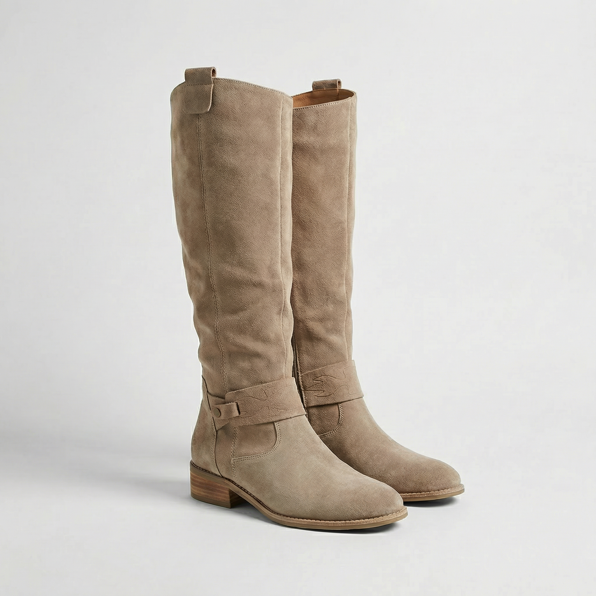 Women's Boots | Knee-High Suede Round Toe Block Heel