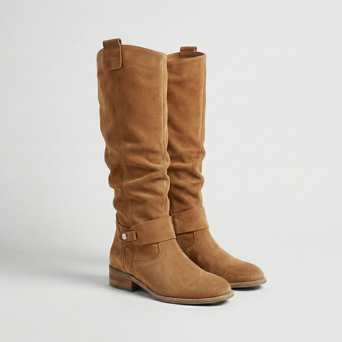 Women's Boots | Knee-High Suede Round Toe Block Heel