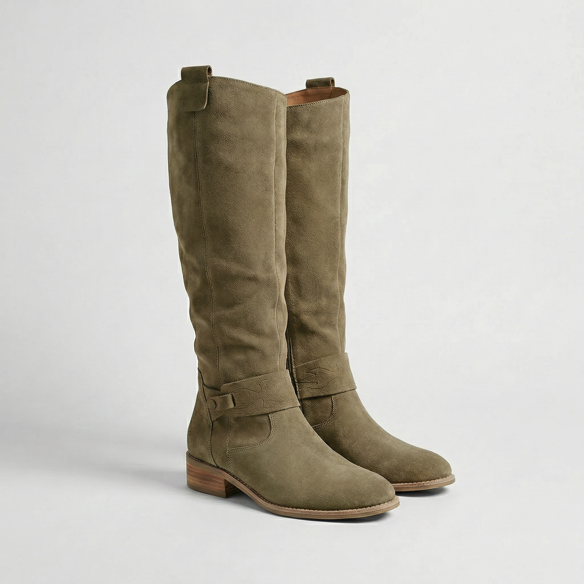 Women's Boots | Knee-High Suede Round Toe Block Heel